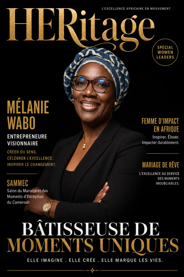 Mme Mélanie Wabo en couverture du magazine HERitage, spécial Women Leaders